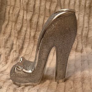 Elegant Silver Glitter High Heel Shoe Vase